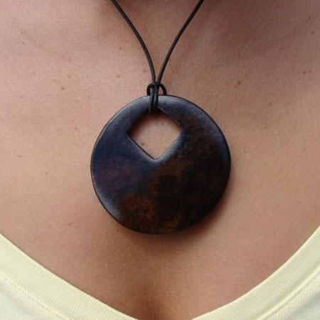 Hand Carved Walnut Pendant