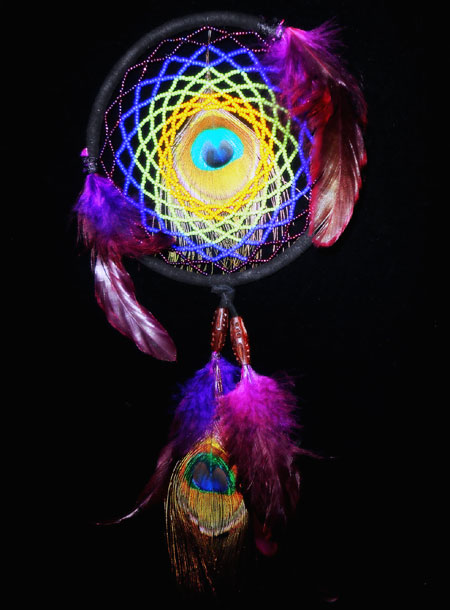 Beaded Dreamcatcher With Peacock Feathers