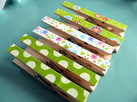 Decoupaged Clothespin Clips