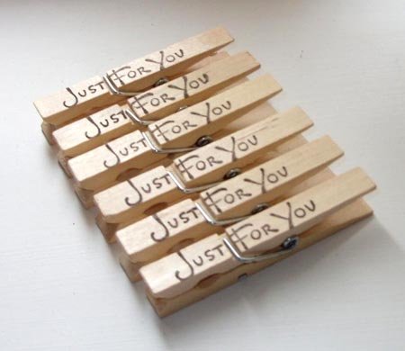 Just For You Stamped Clothespins