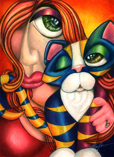 Cubist Cat ACEO Print