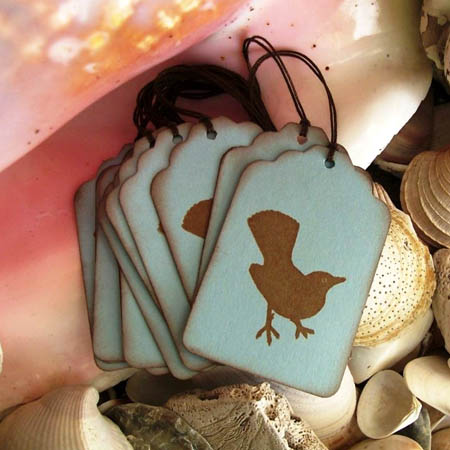 Aqua & Brown Bird Gift-Tags