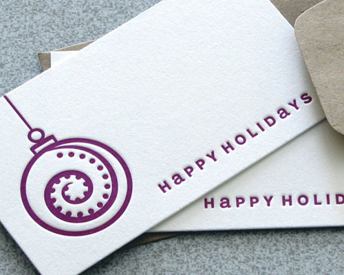 Happy Holidays Blank Letterpress Christmas Card Set