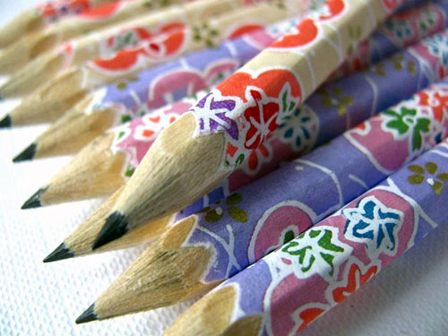 Cherry Blossom Washi Paper Wrapped Pencils