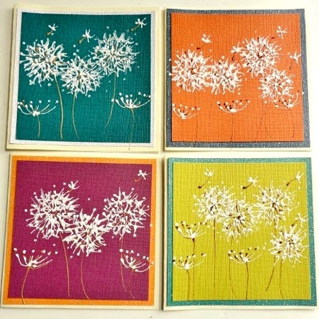 Hand Painted Dandelions Blank Greeting Cards