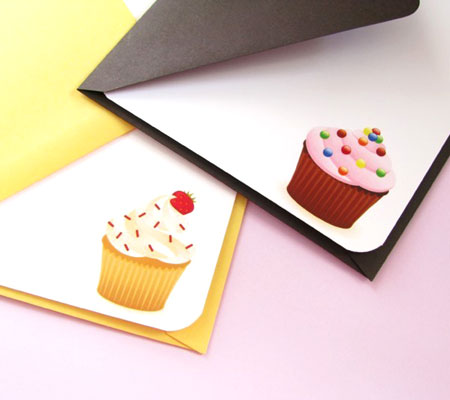 Cupcake Printed Note Cards With Envelopes