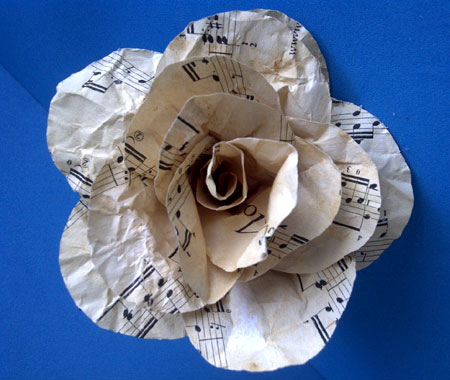 Aged Music Sheet Paper Rose