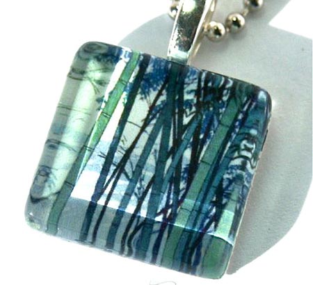 Glass Tile Bamboo Pendant