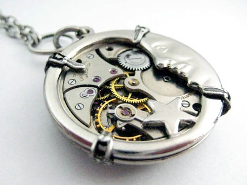 Lunar Steampunk Watch Pendant