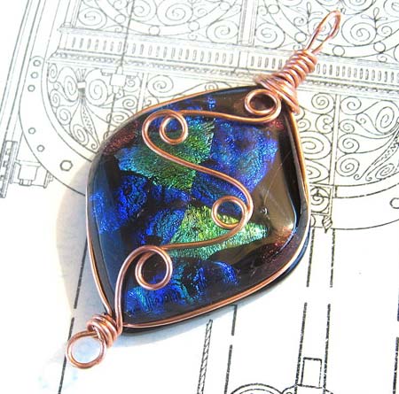 Copper Wrapped Cabochon Pendant