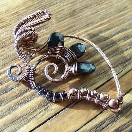 Wire Wrapped Copper Leaf Pendant