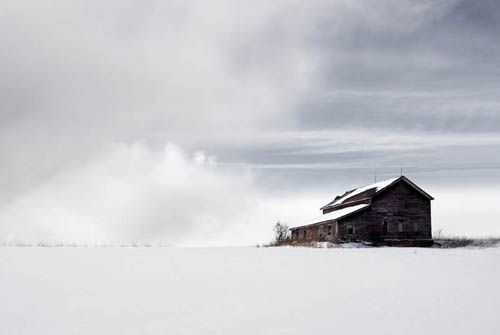 Fine Art Photography. Farm House Winter Scene