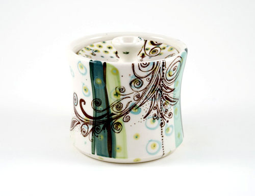 Modern Abstract Painted Sugar Bowl