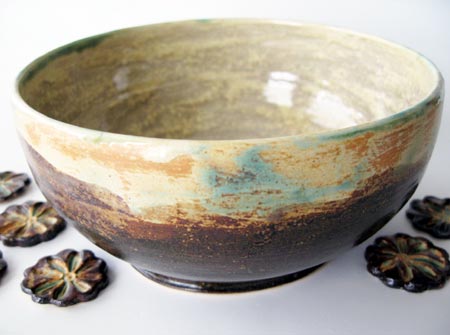 Tenmoku Glazed Stoneware Bowl