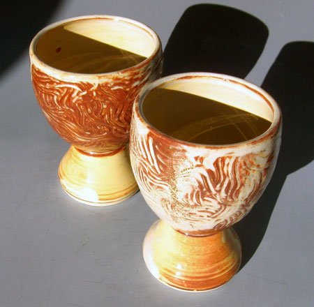 Hand Carved Stoneware Goblets