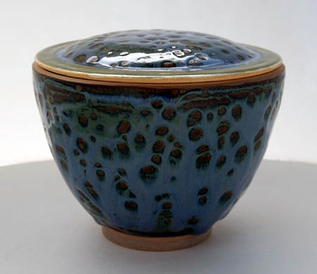 Cobalt Blue & Green Pottery Jar