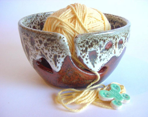 Rusty Red Ceramic Yarn Bowl