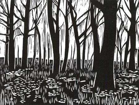 Original Hand-pulled Woodcut Forest Print