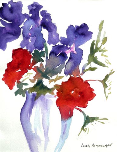 Iris and Poppies Watercolor Print