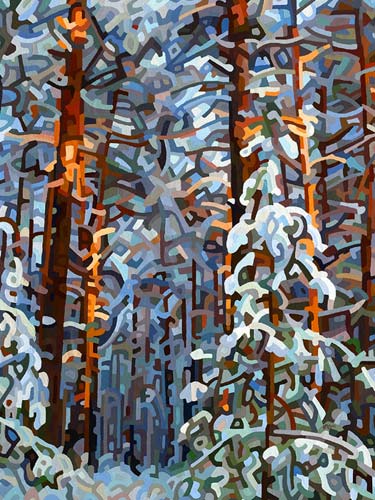 Abstract Winter Forest Painting Print