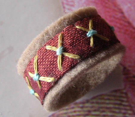 Embroidered Felted Wool Ring