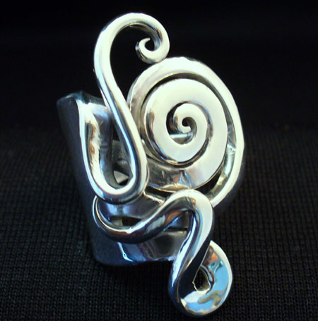 Sterling Silver Spiral Fork Ring