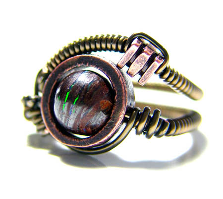 Steampunk Wire-Wrapped Boulder Opal Ring