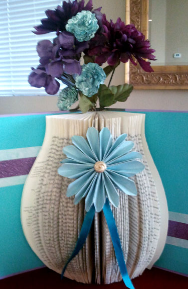 Altered Book Vase With Paper Flowers