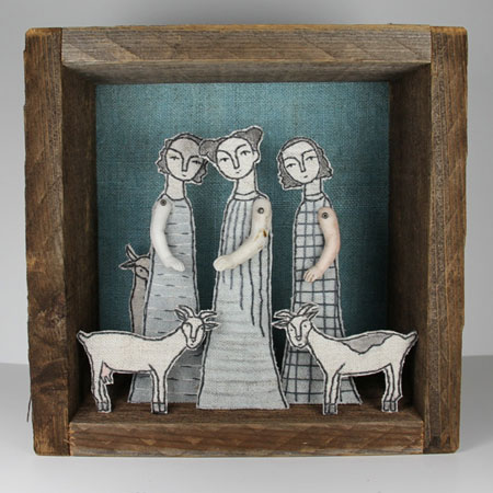 Girls and Goats Fiber Diorama