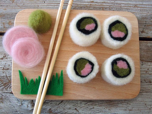 Realistic Felted Sushi Rolls