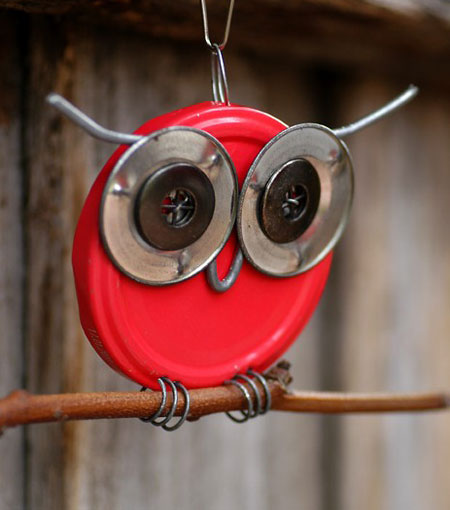 Found Object Owl Sculpture