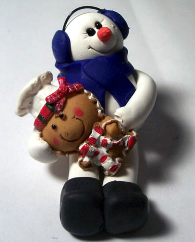 Polymer Clay Snowman and Gingerbread Figurine