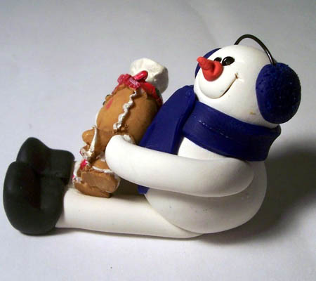 Polymer Clay Snowman and Gingerbread Figurine