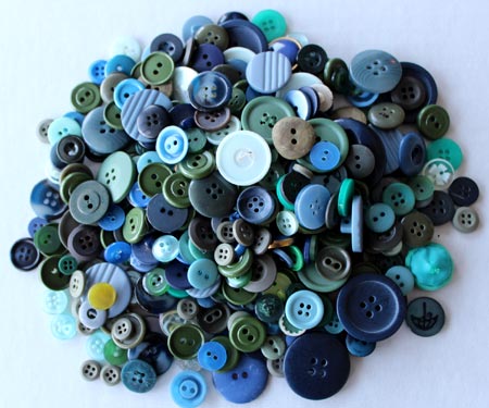 Lot of Blue and Green Vintage Buttons