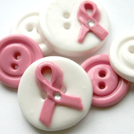 Breast Cancer Awareness Pink Ribbon Bottons