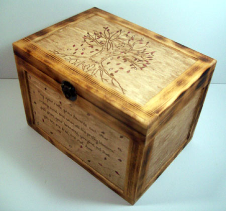 Wood Burned Heart Tree Box