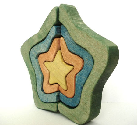 Multi-Piece Wood Stars Puzzle