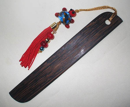 Wenge Wood Bookmark with Lampwork Tassle